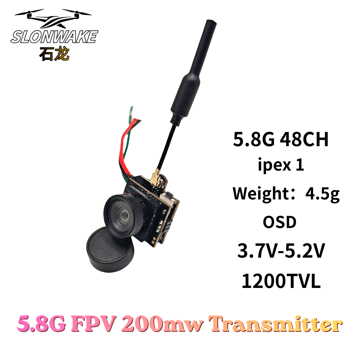 Fpv Drone Vtx - Slonwake 5.8G 48CH 200mW FPV DC3.7v-5v