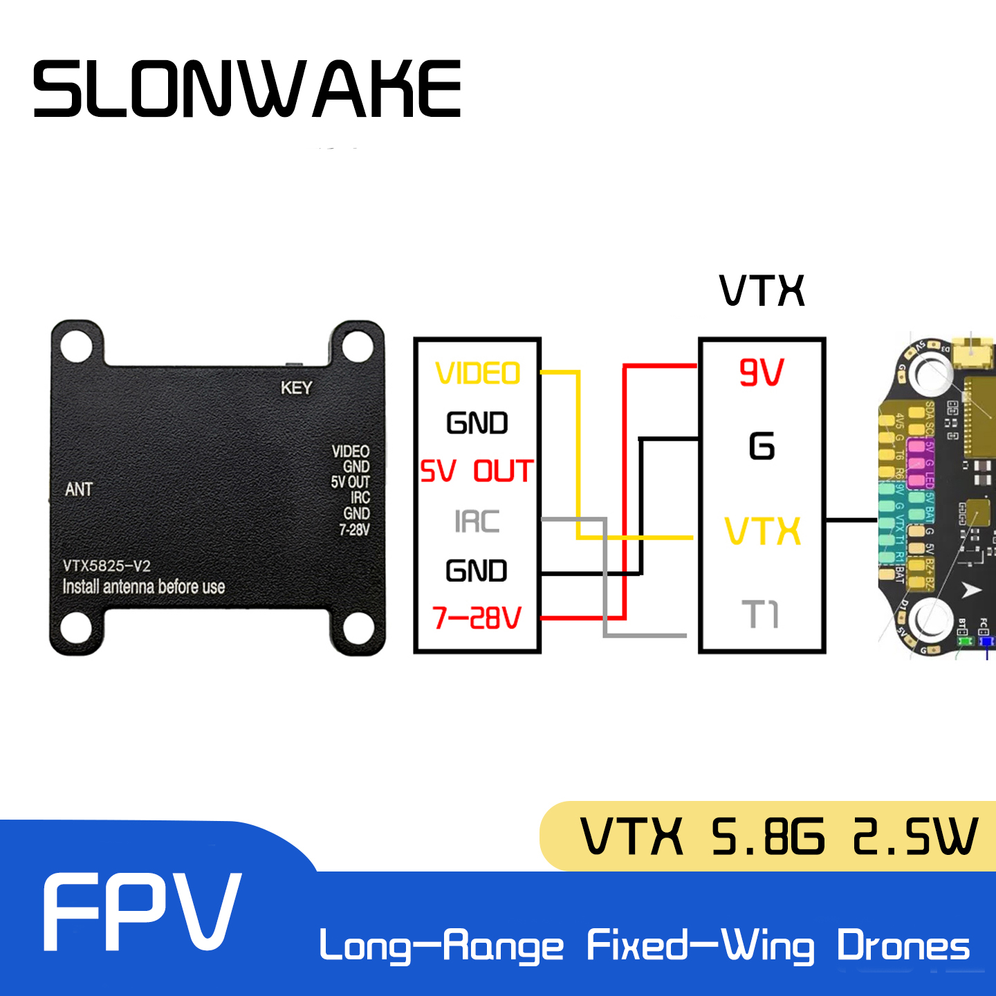SLONWAKE 5.8G 48CH FPV Transmi - đánh giá và giá Fpv Drone Vtx