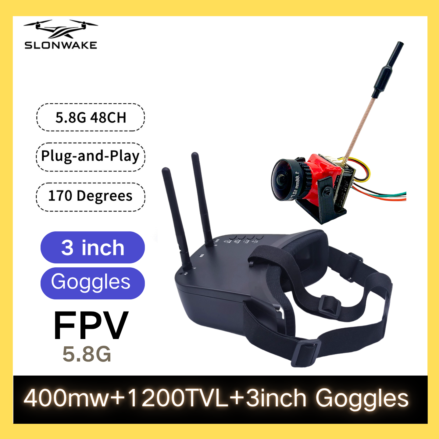 SLONWAKE 5.8G 48CH FPV 400mw V - đánh giá và giá Fpv Drone Frame