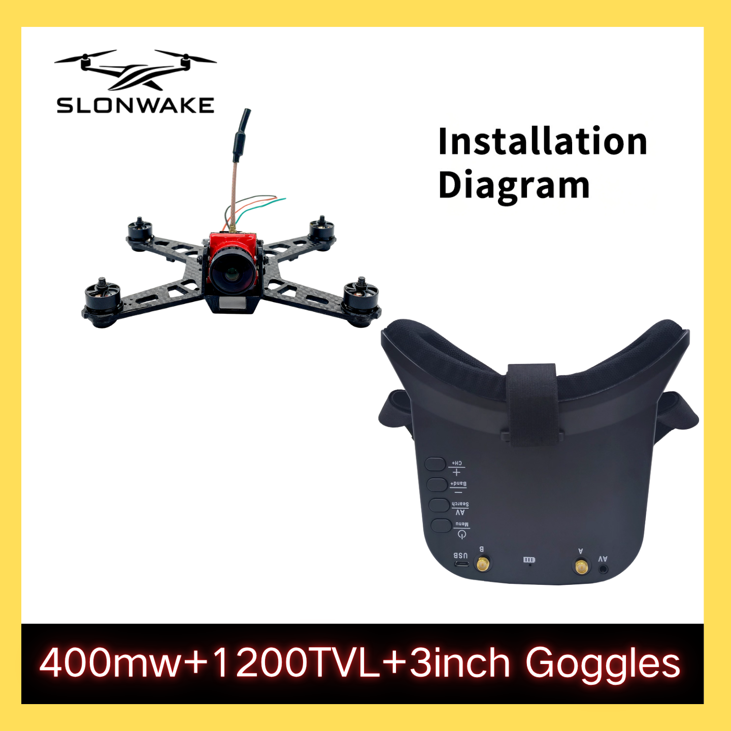SLONWAKE 5.8G 48CH FPV 400mw V - đánh giá và giá Fpv Drone Frame