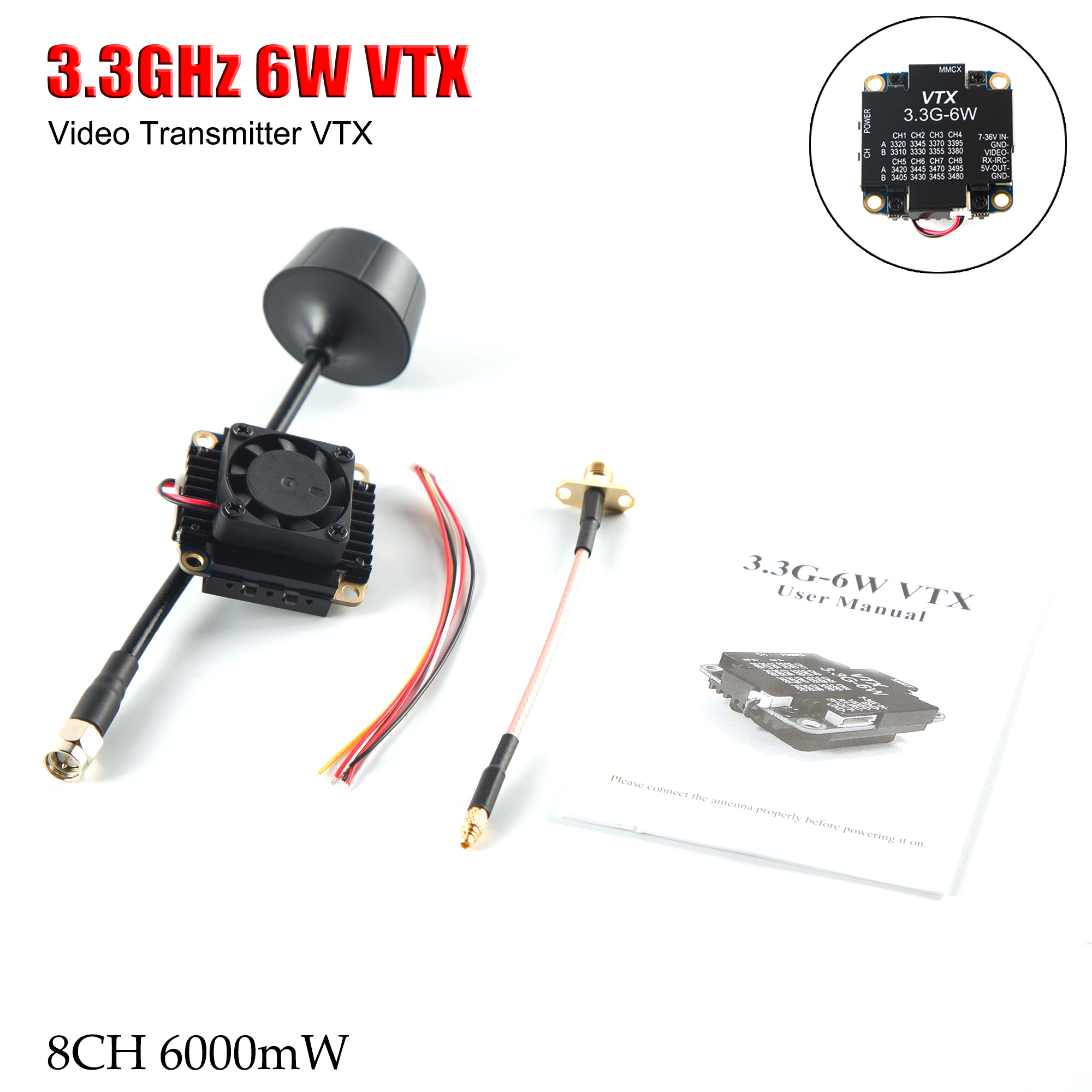 FPV Video Transmitter 3.3G 6W  - đánh giá và giá Fpv Drone Vtx