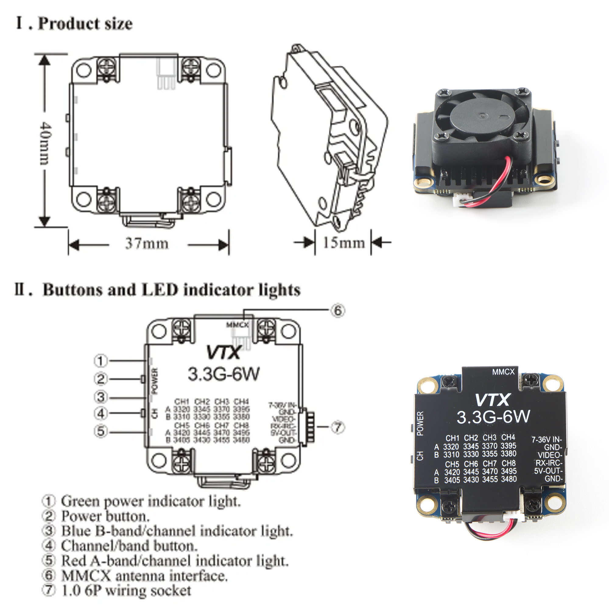 FPV Video Transmitter 3.3G 6W  - đánh giá và giá Fpv Drone Vtx